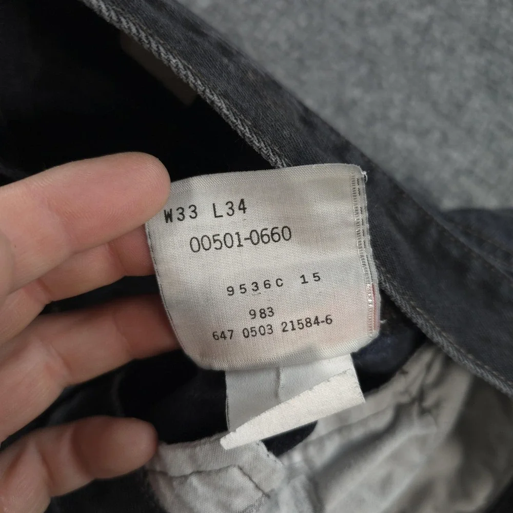 Vintage Levis Jeans Mens 32x34 Black Denim 501 Button Fly Regular Straight Y2K